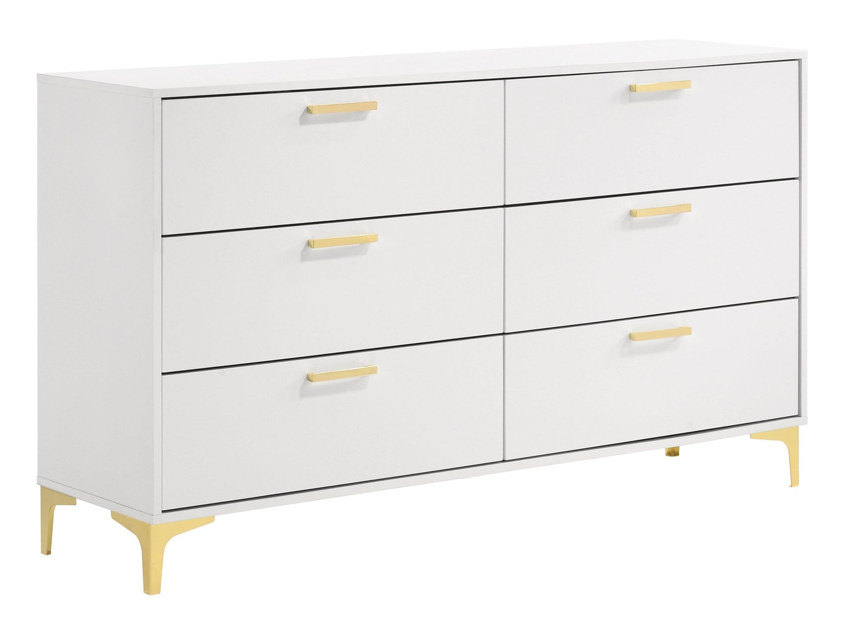 Close-up of Kendall dresser gold pull handles