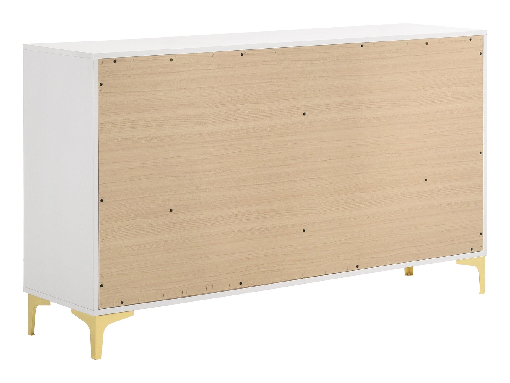 Seven-angle view of Kendall white six-drawer dresser
