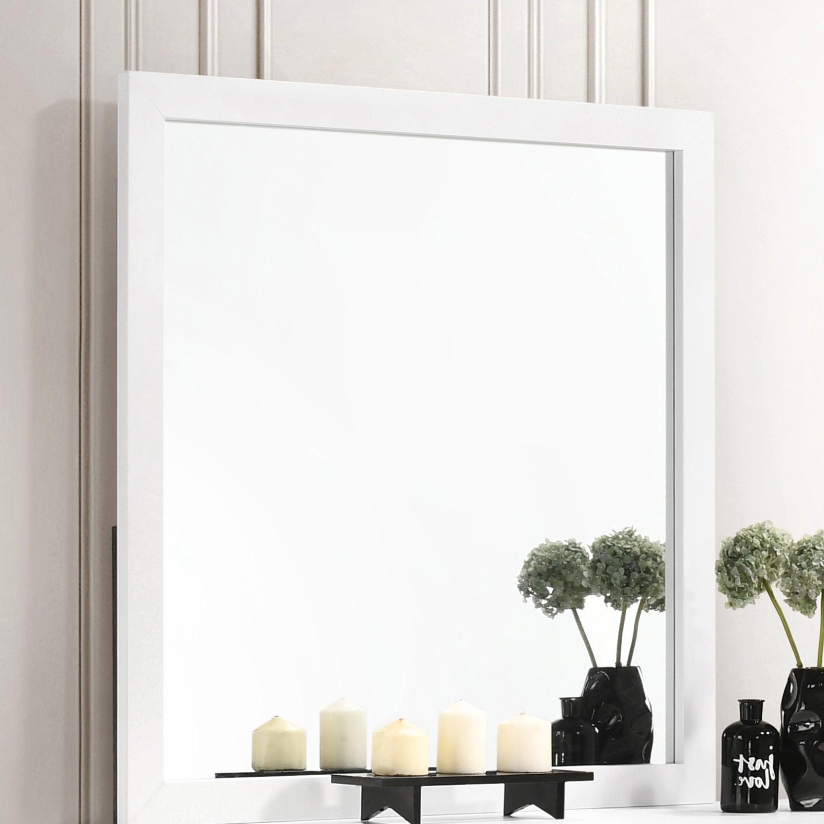 Close-up of Kendall Square Mirror white frame texture