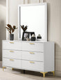 Kendall Square White Dresser Mirror front view on dresser