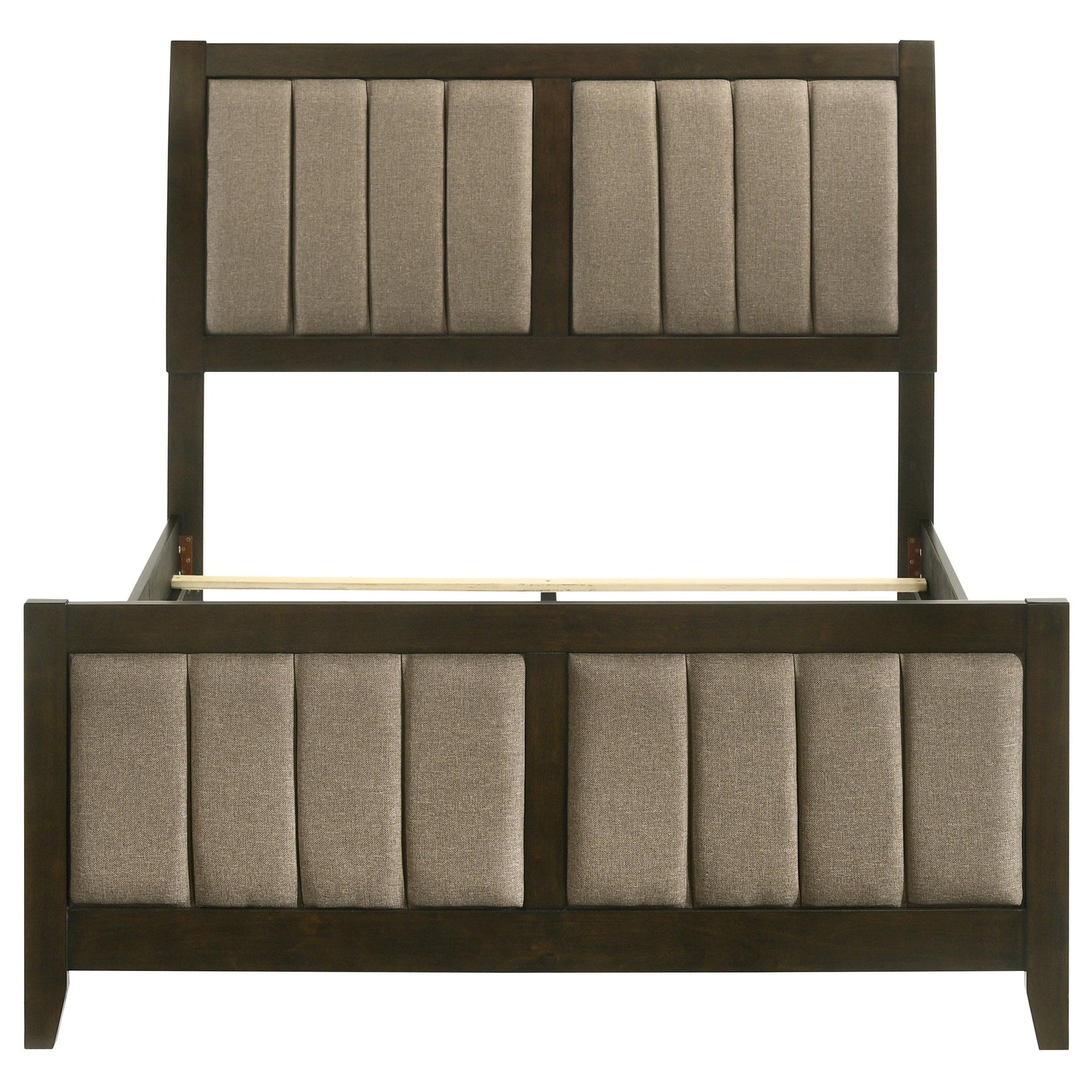 Footboard detail on Wilkes upholstered full bed