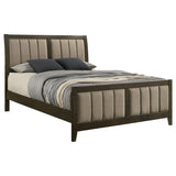 Wilkes Upholstered Eastern King Bed, side angle showing tufted headboard