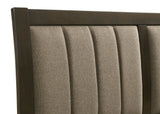 Detail of vertical channel tufting on Wilkes bed headboard