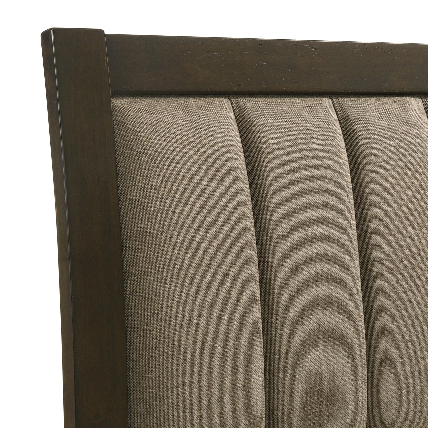 Footboard with fabric upholstery in dark cocoa