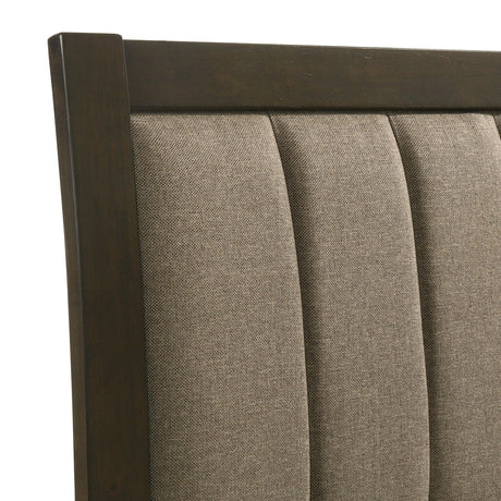 Footboard with fabric upholstery in dark cocoa