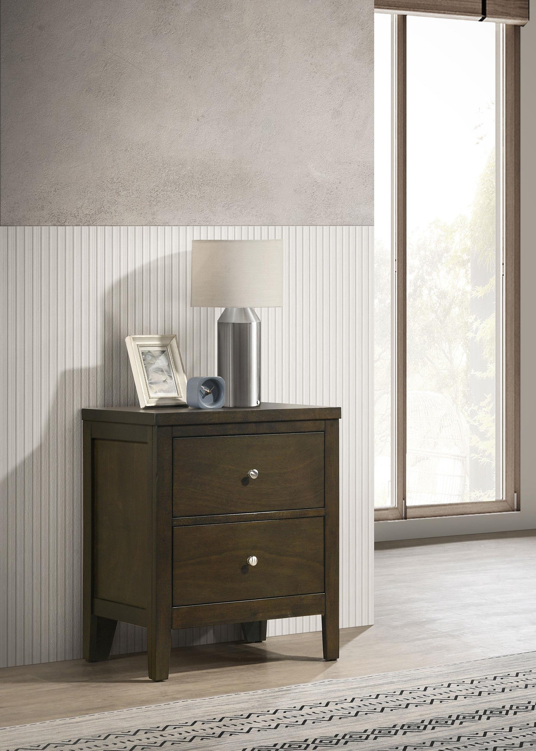 Wilkes nightstand drawer open showing storage space