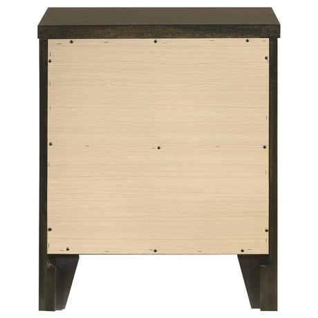Wilkes 2-drawer nightstand dark cocoa front view