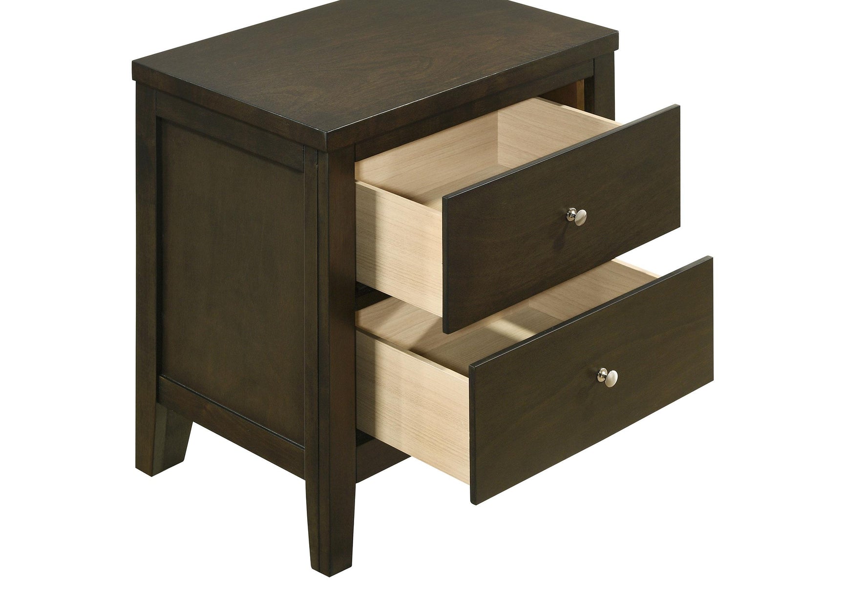 Wilkes 2-drawer nightstand dark cocoa front view