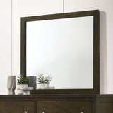 Wilkes Dresser Mirror close-up of frame corner in dark cocoa