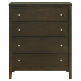 Side angle of Wilkes 4-drawer chest showing depth