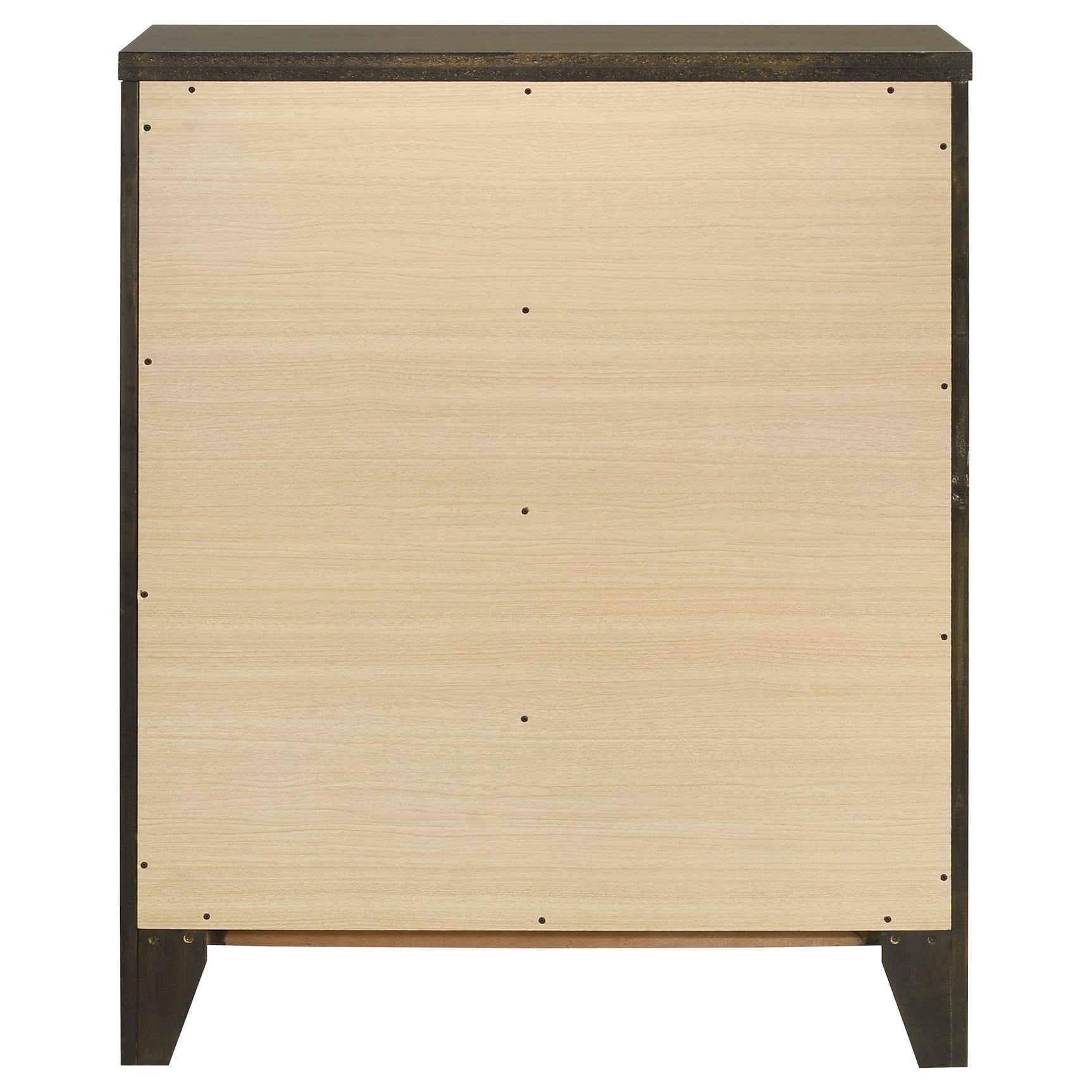 Wilkes 4-drawer chest in dark cocoa finish, front view