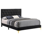 Kendall Tufted Panel Eastern King Bed Black and Gold, angled side view