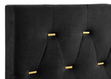 Kendall Tufted Panel Eastern King Bed Black and Gold, full length side angle