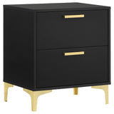 Kendall 2-Drawer Nightstand showing gold drawer handles