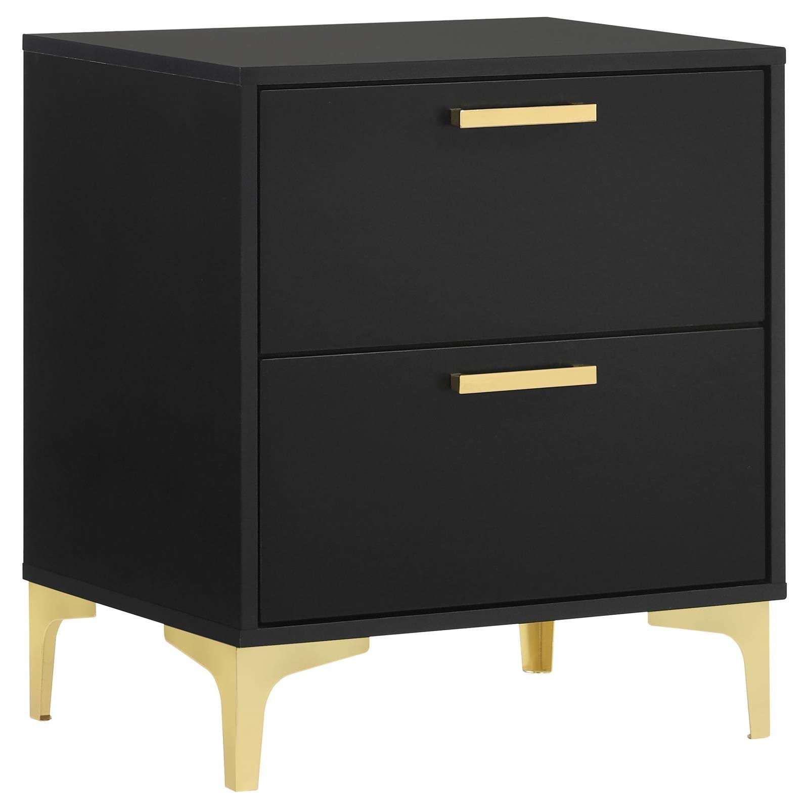 Kendall 2-Drawer Nightstand showing gold drawer handles
