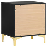 Close-up of gold pull handle on Kendall nightstand drawer