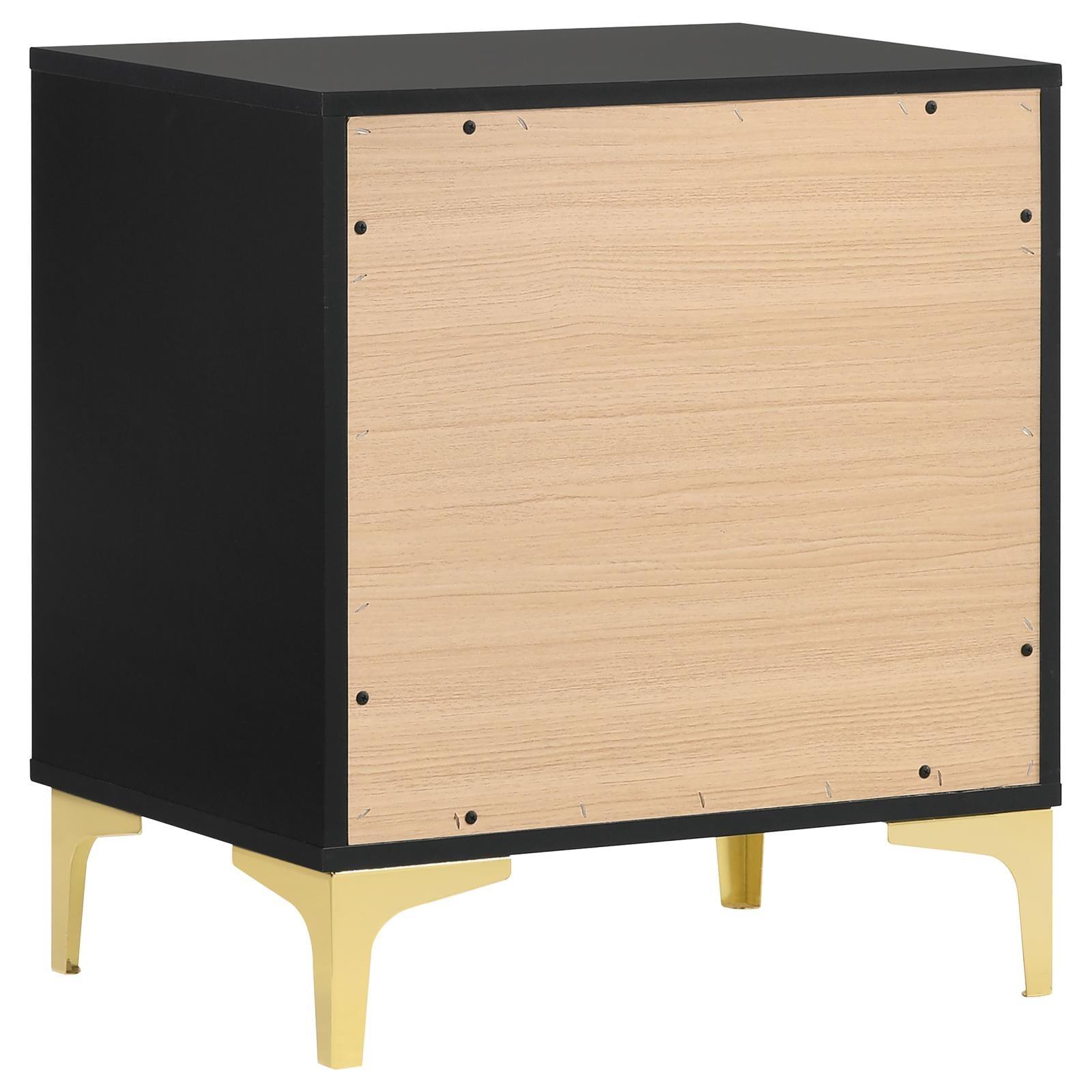 Close-up of gold pull handle on Kendall nightstand drawer