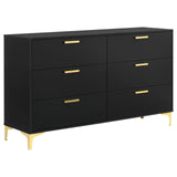 Side angle showing Kendall dresser's black finish and gold hardware