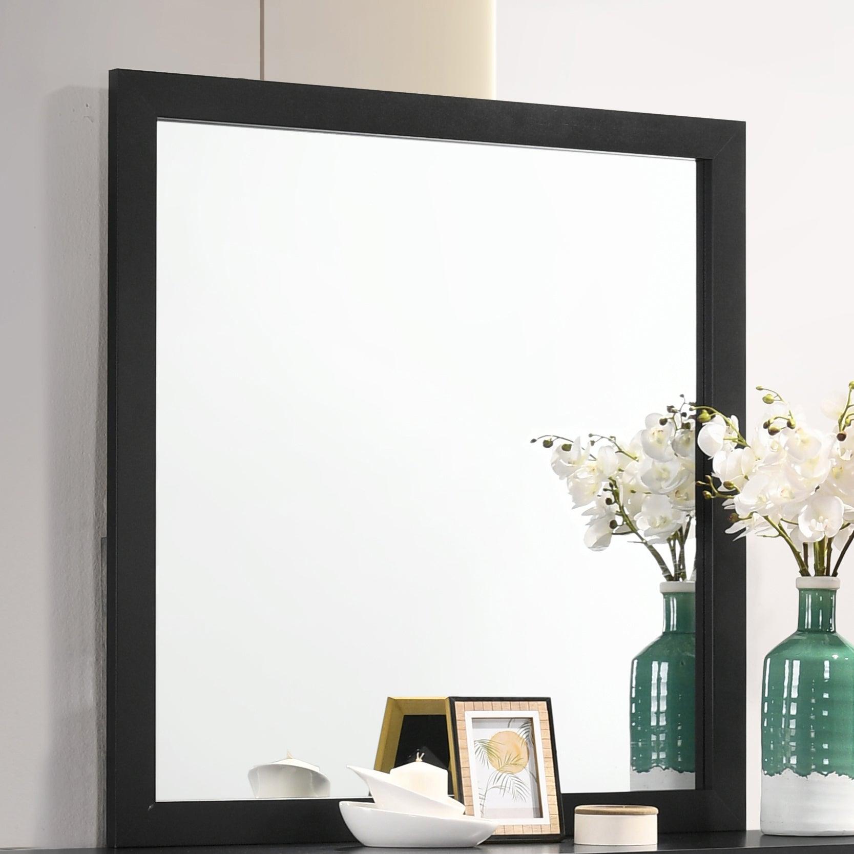 Full view of dresser in a styled bedroom setting