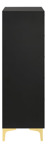Side view of Kendall 5-Drawer Chest showing gold legs