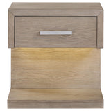 Close-up of wood grain and barley brown finish on nightstand