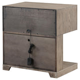 Top view of nightstand displaying wood grain texture