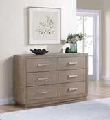 Kenora 6-drawer dresser barley brown side angle