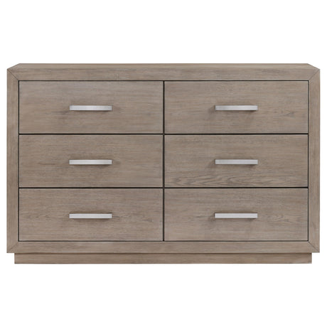 Kenora 6-drawer dresser barley brown close-up of wood grain