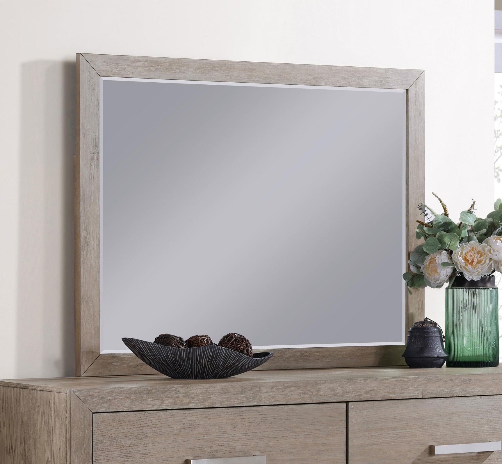 Kenora dresser mirror barley brown angled side view