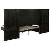 Storage compartments integrated in the wall panel headboard