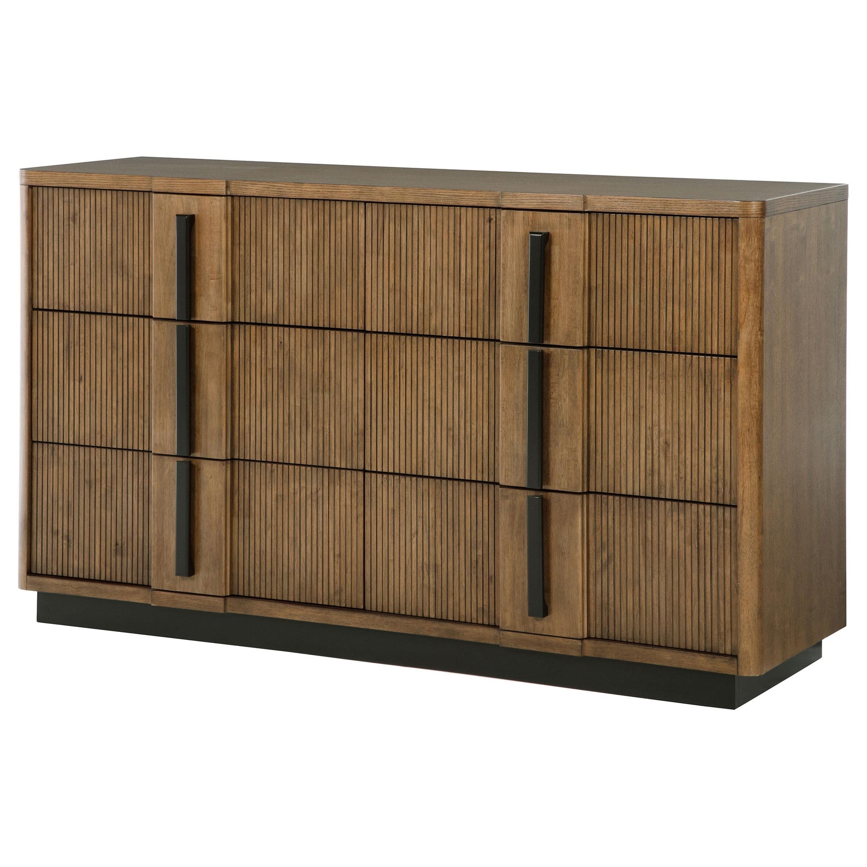Open drawer showing metal extension glide of Terrace dresser