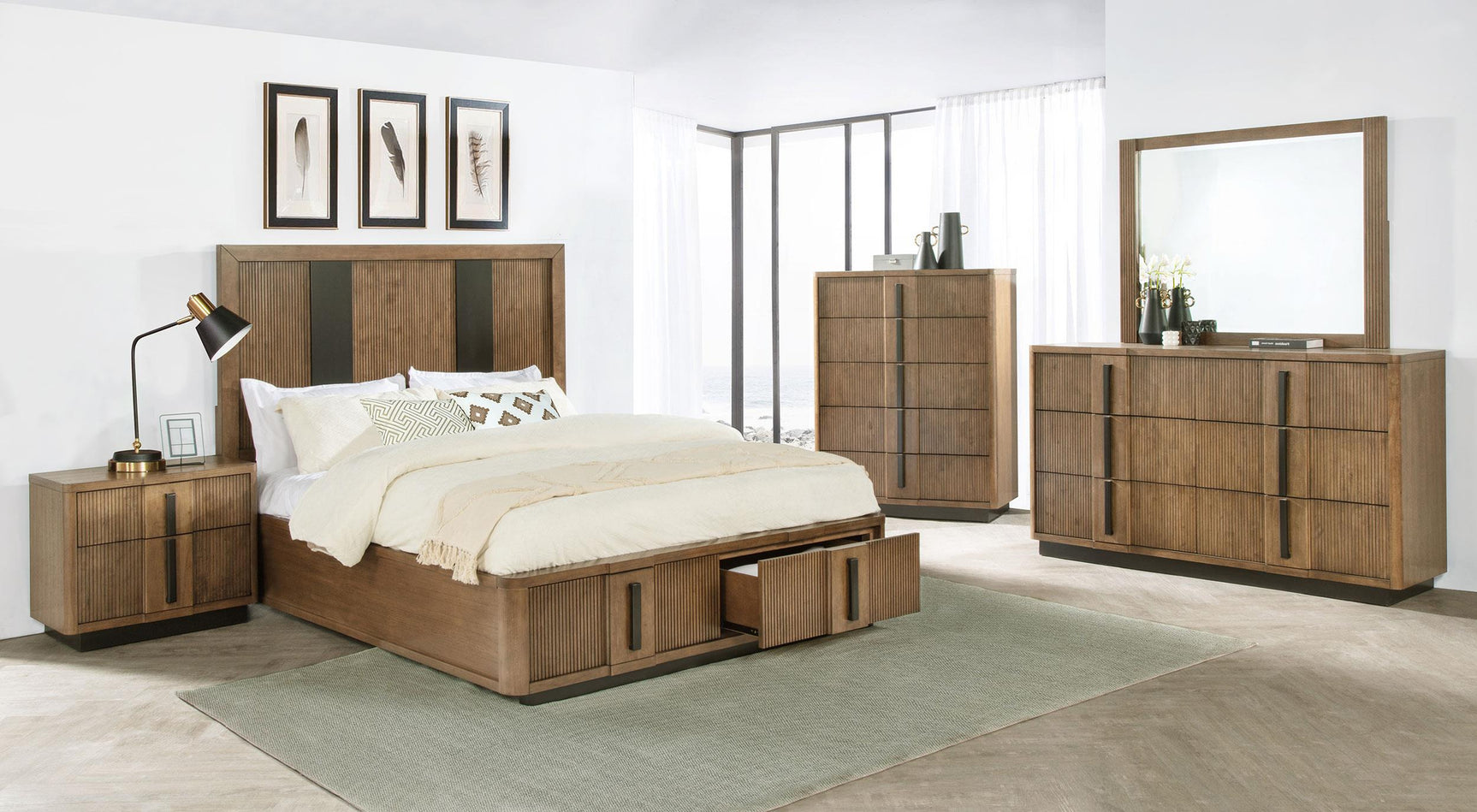 Close-up of dresser top surface showcasing finish