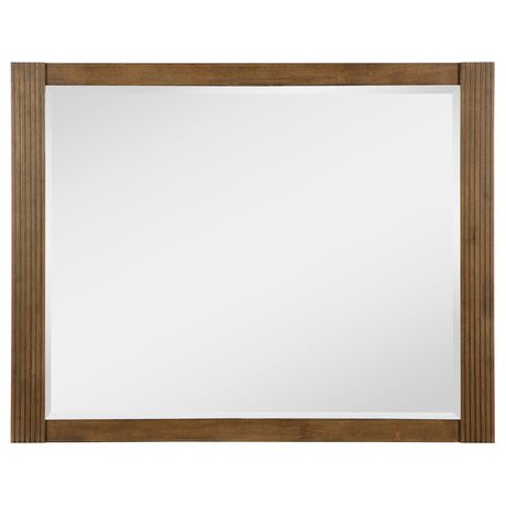 Close-up of ash brown veneer and wood grain on Terrace mirror