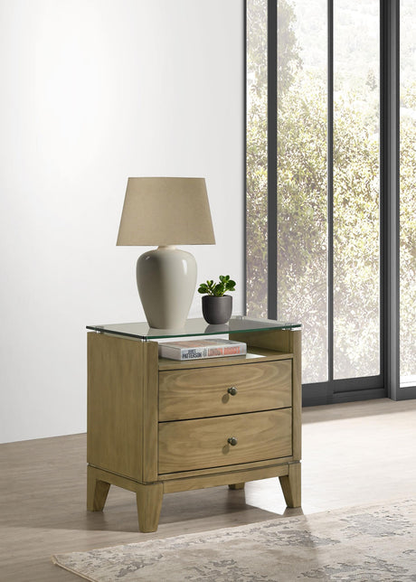 Granada Nightstand close-up of glass top surface