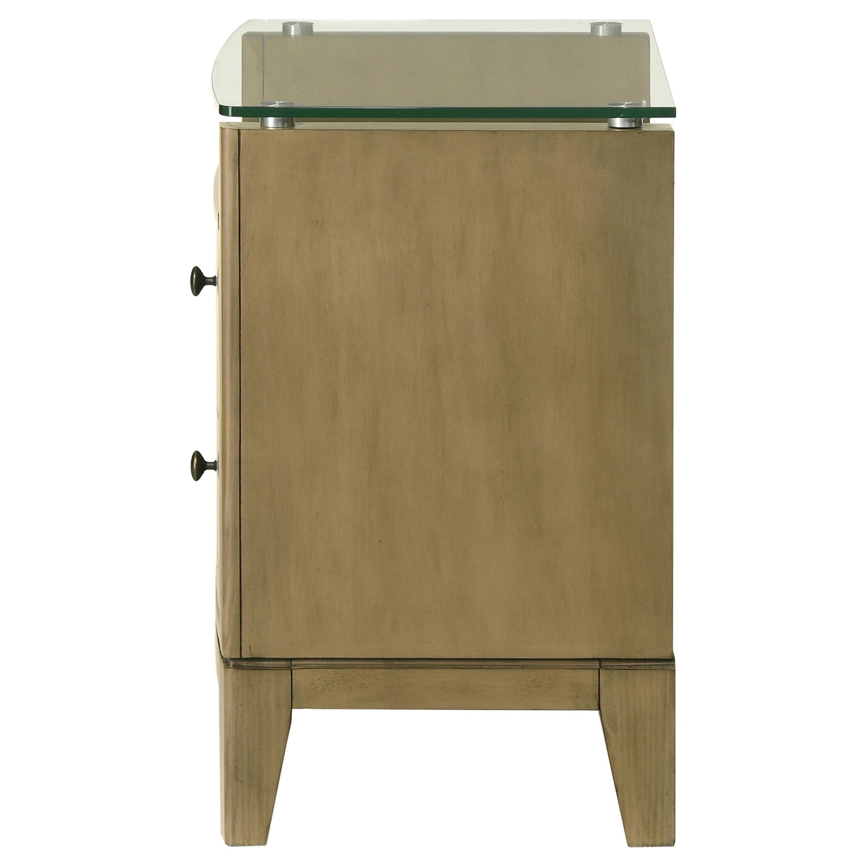 Granada 2 Drawer Glass Top Nightstand Natural Pine