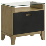 Granada 2 Drawer Glass Top Nightstand Natural Pine