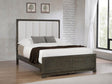 Gran Park Eastern King Panel Bed close-up on wood grain and upholstery texture