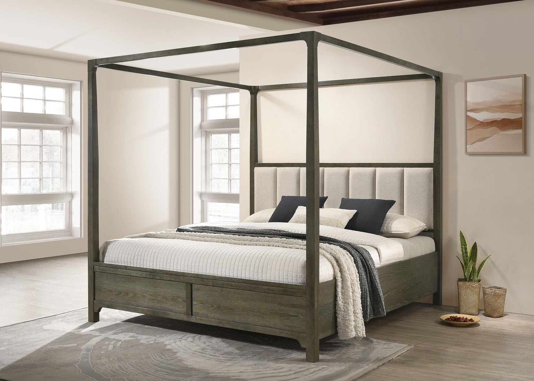 Gran Park King Four Poster Canopy Bed Dark Cocoa