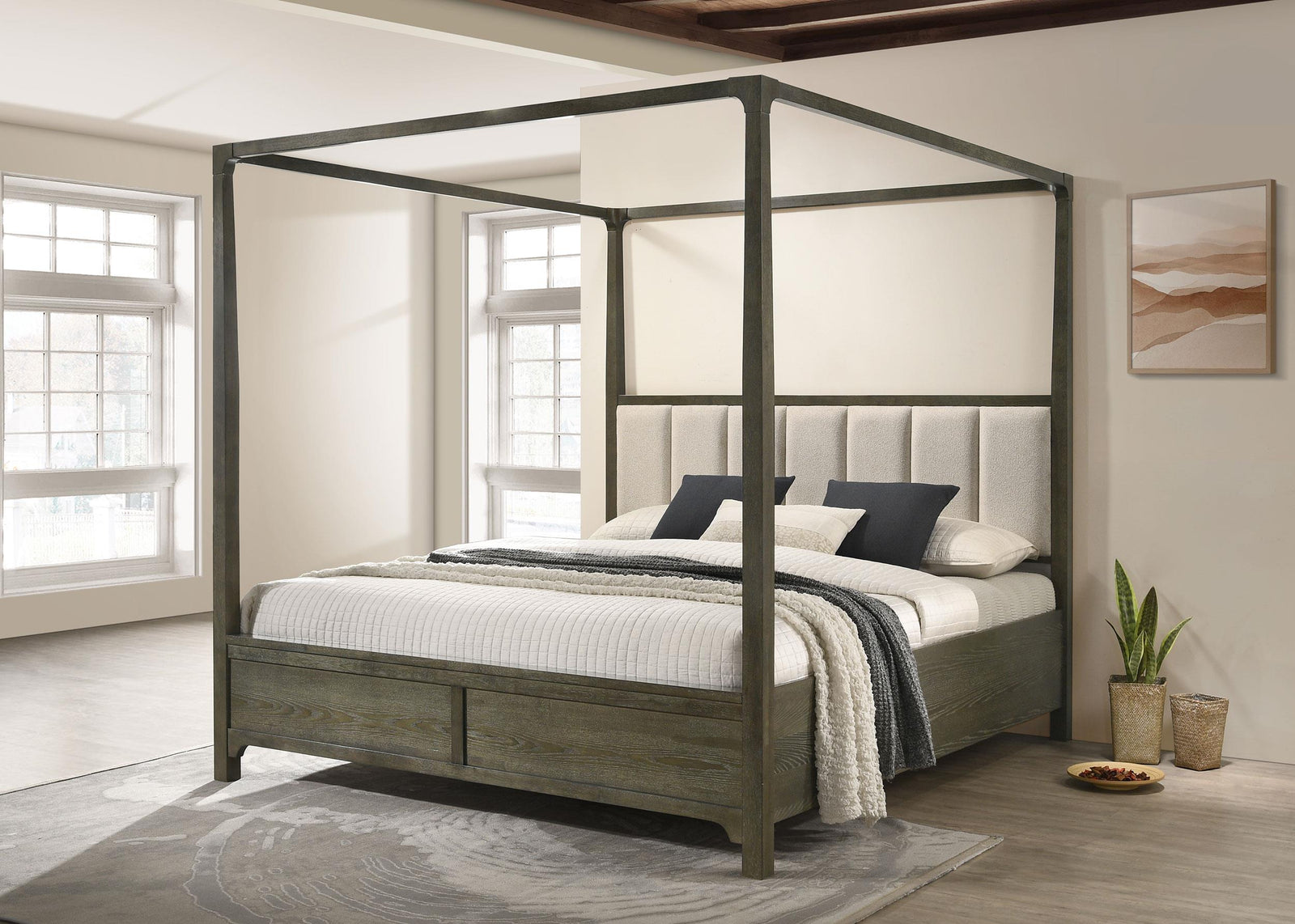 Gran Park King Four Poster Canopy Bed Dark Cocoa