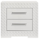 Side view of Ives white high gloss nightstand