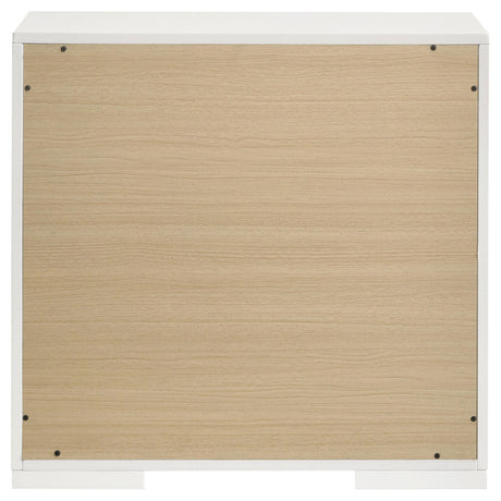Close-up of white high gloss finish on Ives nightstand
