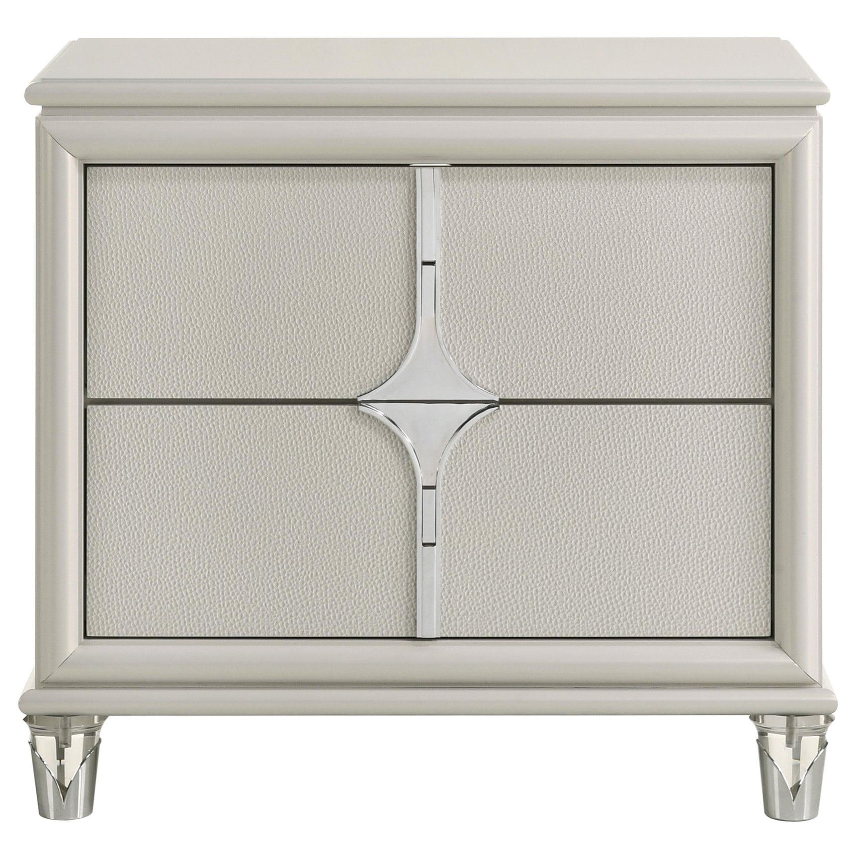 Close-up of Olivia nightstand drawer handle