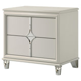 Side angle of Olivia 2 Drawer Nightstand in pearl white
