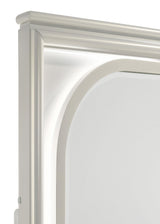 Olivia mirror showing pearl white finish