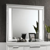 Side angle of Marmore LED White Dresser Mirror showing slim profile