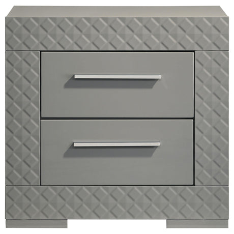 Side angle of Ives 2-Drawer Nightstand