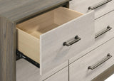 Fenwick 9-drawer grey oak dresser front view