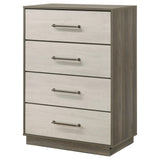 Close-up of metal extension drawer glides on Fenwick chest