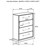 Drawer opened showing depth and storage space