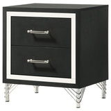 Close-up of Lucia nightstand metal drawer glides